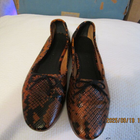 Freda Salvador (Made in Spain) Leather Snakeskin Ballet Flats Size 7 - Picture 1 of 7